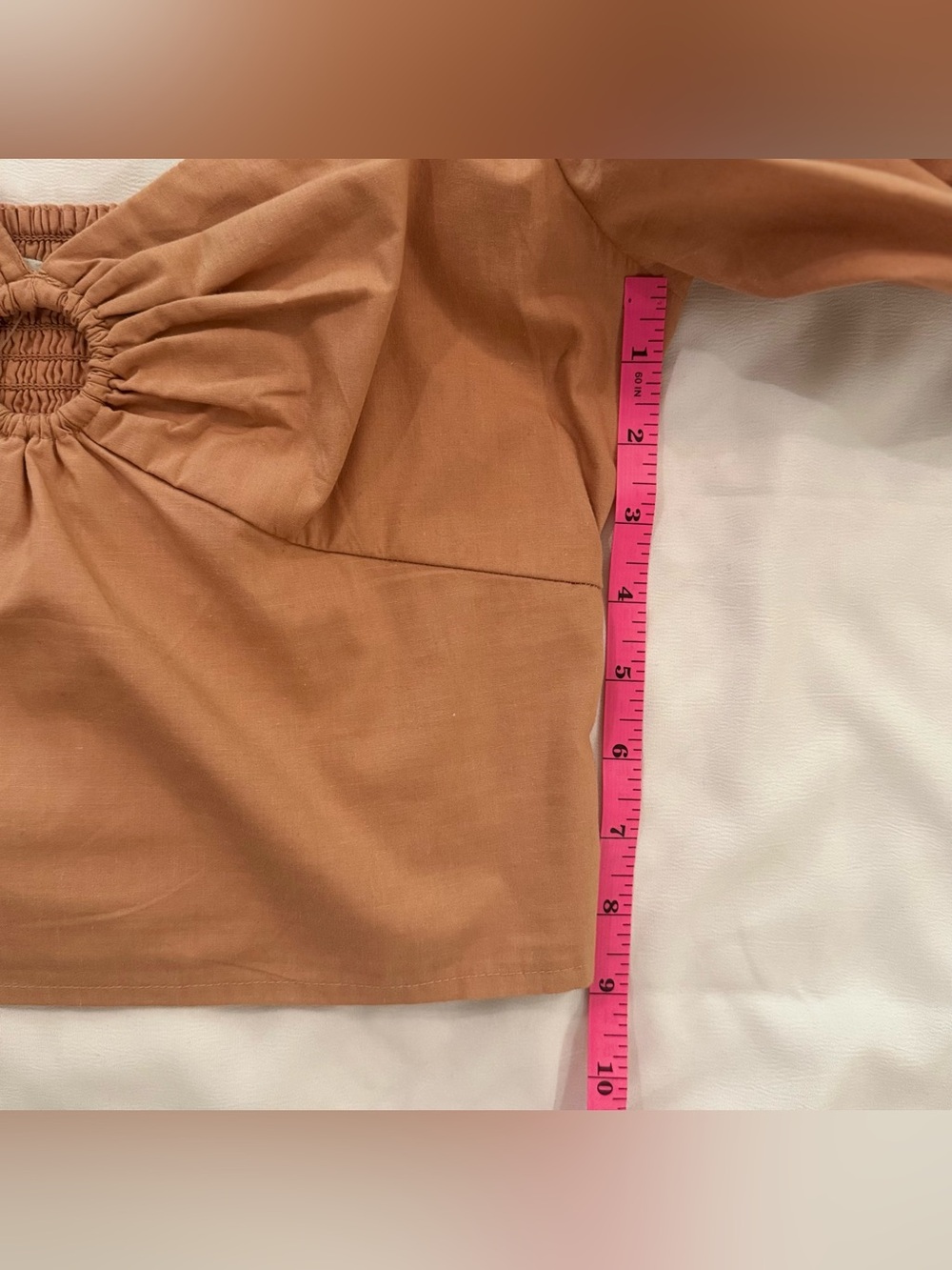 NWT Abercrombie & Fitch Puff Sleeve Poplin O’Ring Crop Top, orange, Size Small - Picture 10 of 12
